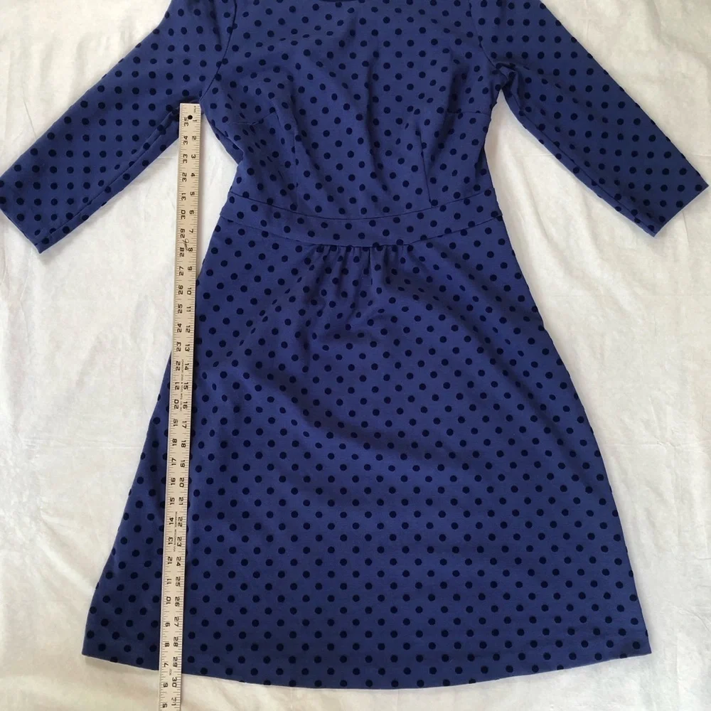 Boden Blue Polka Dot Dress with 3/4 Sleeves Size 10L